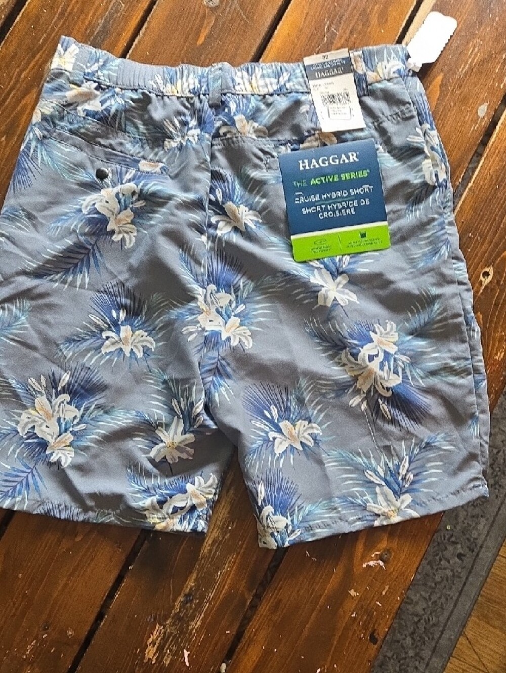 Haggar Blue Swim Trunks with Blue Floral Accent - Picture 5 of 6